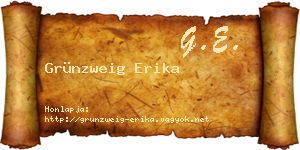 Grünzweig Erika névjegykártya